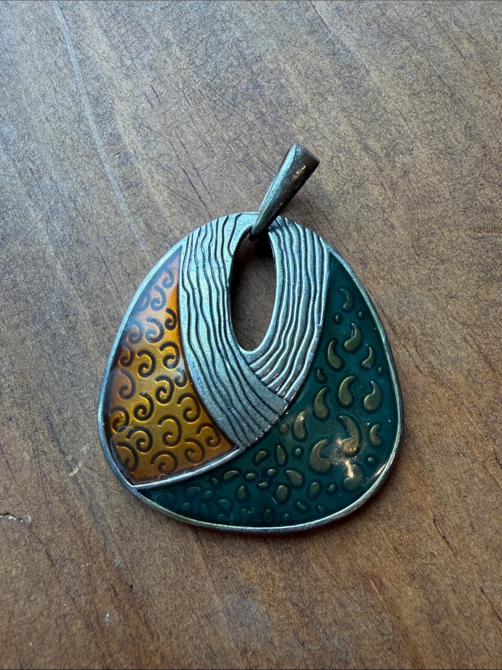 Enamel and Patina Metal Pendant
